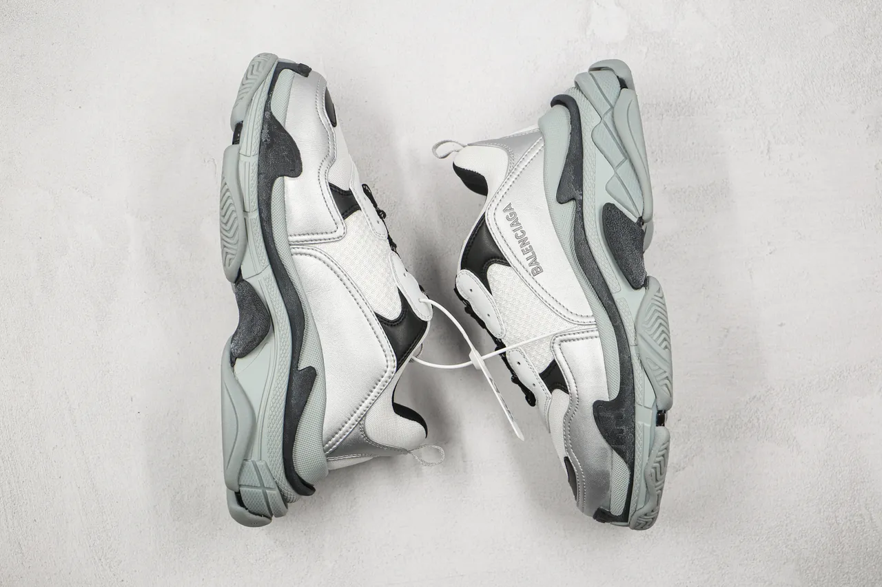 Balenciaga Triple S White Black Gray Chunky Sneakers 9