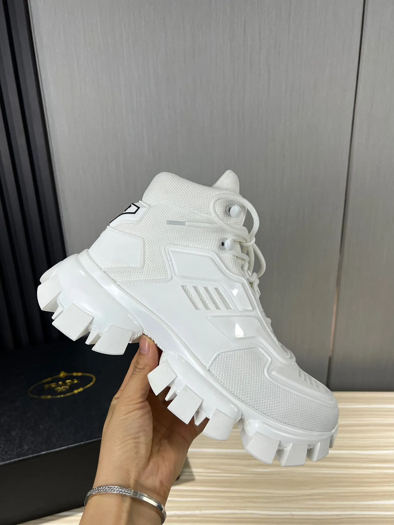 Balenciaga White High-Top Sole Chunky Sneakers 8