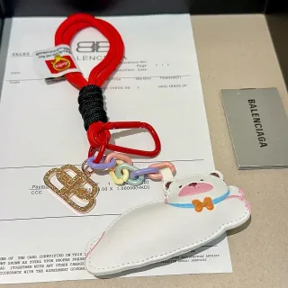 Balenciaga White Red Leather Bear Charm Multicolor Resin Chain Links Phone Accessory