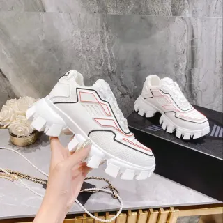 Balenciaga White Red Lug Sole Mesh And Synthetic Overlay Chunky Sneakers
