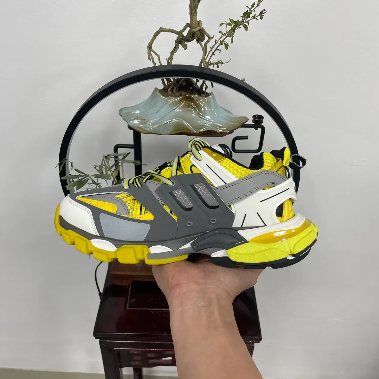 Balenciaga 黄色灰色鞋底 Cage Overlay 厚底鞋 5