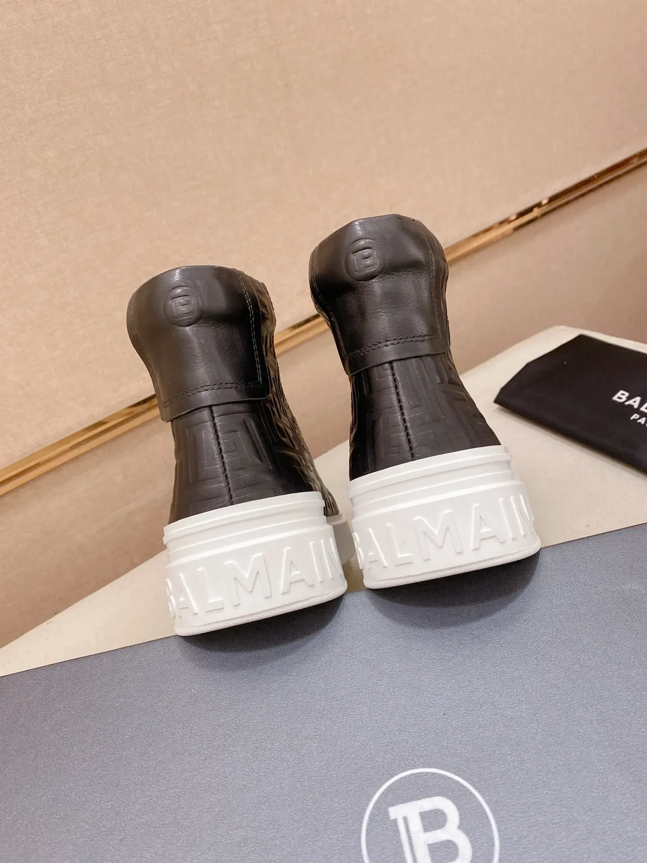 Balmain B-Court Black Embossed Monogram Lifestyle Sneakers 2