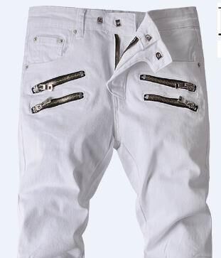 Balmain Zip-Pocket सफेद स्लिम फिट जींस 2