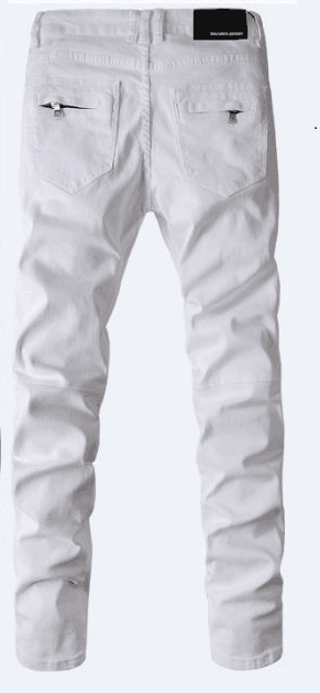 Balmain Zip-Pocket सफेद स्लिम फिट जींस 5