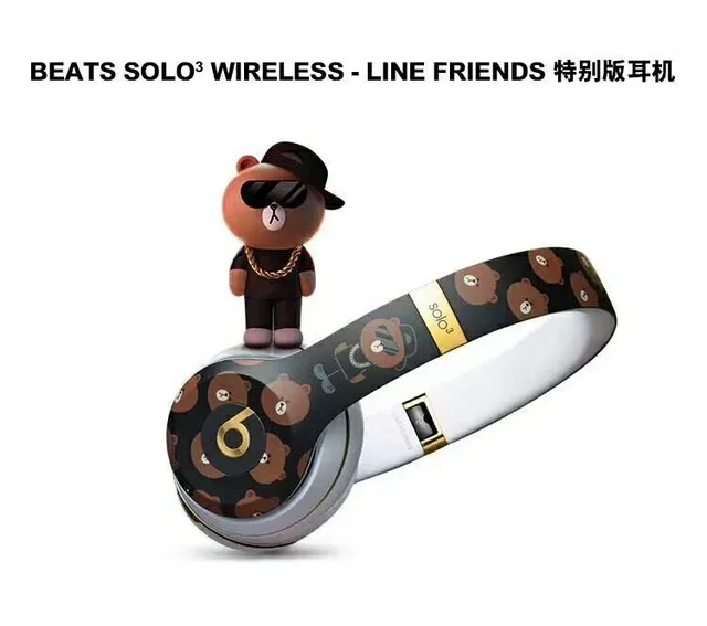 Beats أسود أبيض كؤوس أذن دائرية كبيرة الحجم لوحة وجه بنمط دب مخصص سماعات فوق الأذن 5