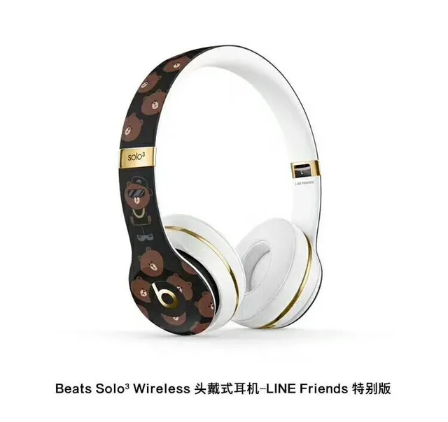 Beats أسود أبيض كؤوس أذن دائرية كبيرة الحجم لوحة وجه بنمط دب مخصص سماعات فوق الأذن 6