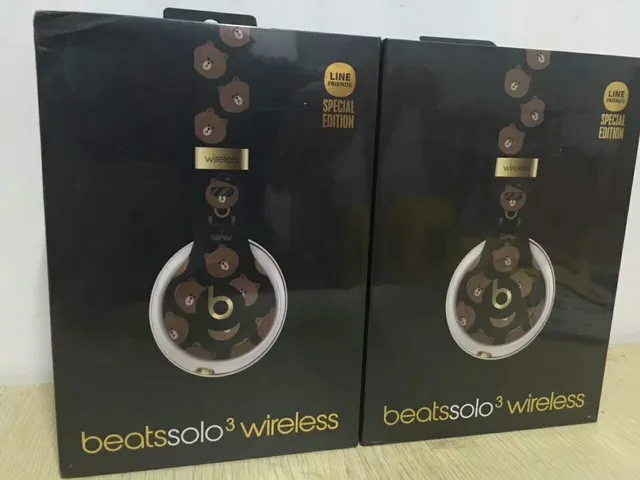 Beats أسود أبيض كؤوس أذن دائرية كبيرة الحجم لوحة وجه بنمط دب مخصص سماعات فوق الأذن 7