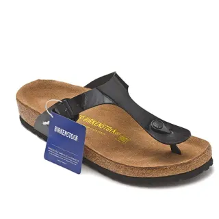 Birkenstock Arizona चमकदार काला केजुअल सैंडल