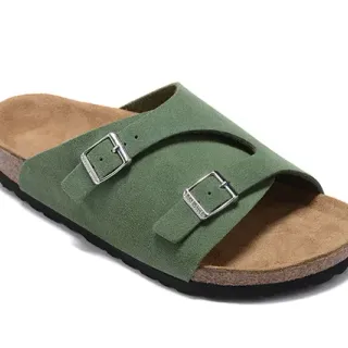 Birkenstock Arizona ऑलिव ग्रीन दो पट्टियों वाला स्लिपर