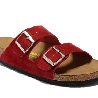 Birkenstock Arizona लाल सूड काजुअल सैंडल