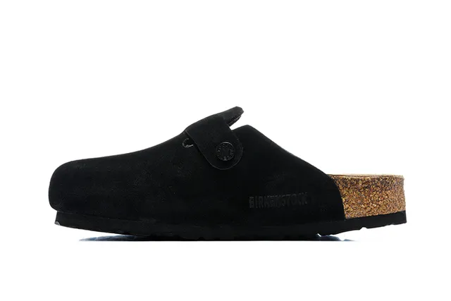 Birkenstock काला भूरा सुड ऊपरी एक पट्टी बकल बंद क्लॉग 5