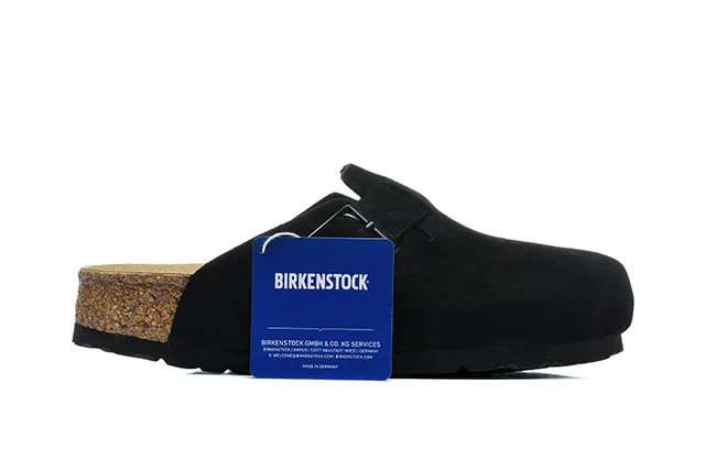 Birkenstock काला भूरा सुड ऊपरी एक पट्टी बकल बंद क्लॉग 6