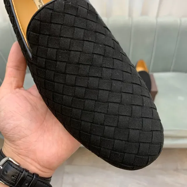 Bottega Veneta Andiamo Noir Beige Cuir Intrecciato Tissé Mocassin Slip-On 4