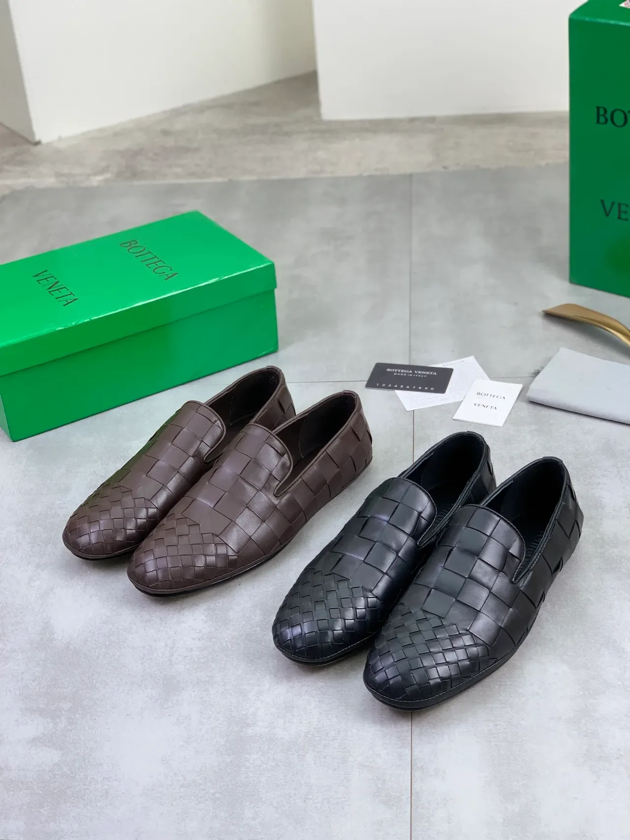Bottega Veneta Andiamo Marrón Negro Intrecciato Cuero Trenzado Mocasín Slip-On 2