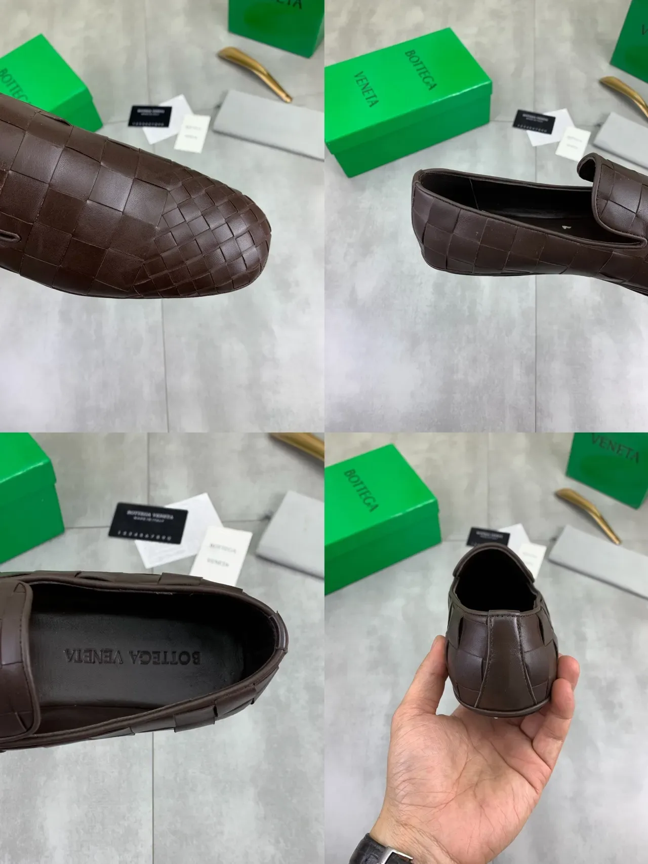 Bottega Veneta Andiamo Marrón Negro Intrecciato Cuero Trenzado Mocasín Slip-On 3