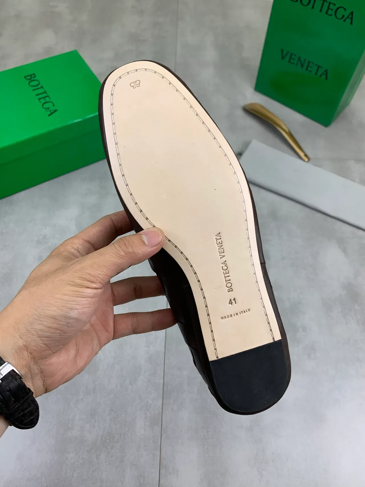 Bottega Veneta Andiamo Marrón Negro Intrecciato Cuero Trenzado Mocasín Slip-On 4