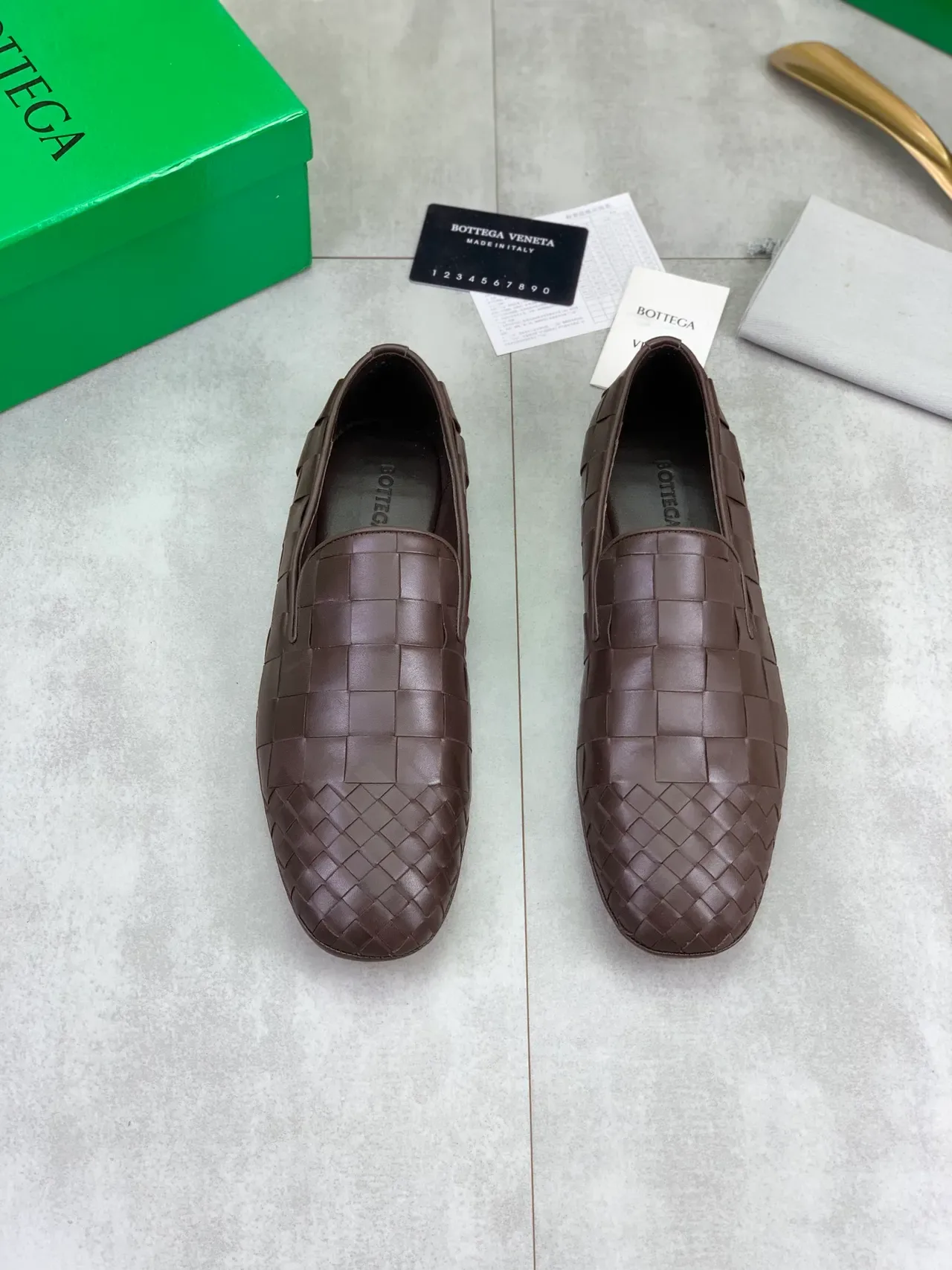 Bottega Veneta Andiamo Marrón Negro Intrecciato Cuero Trenzado Mocasín Slip-On 5