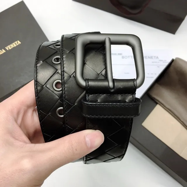 Bottega Veneta Cassette Preto Intrecciato Cinto de couro 3