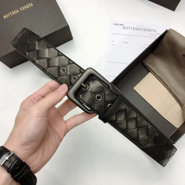 Bottega Veneta Cassette Preto Intrecciato Cinto de couro 5