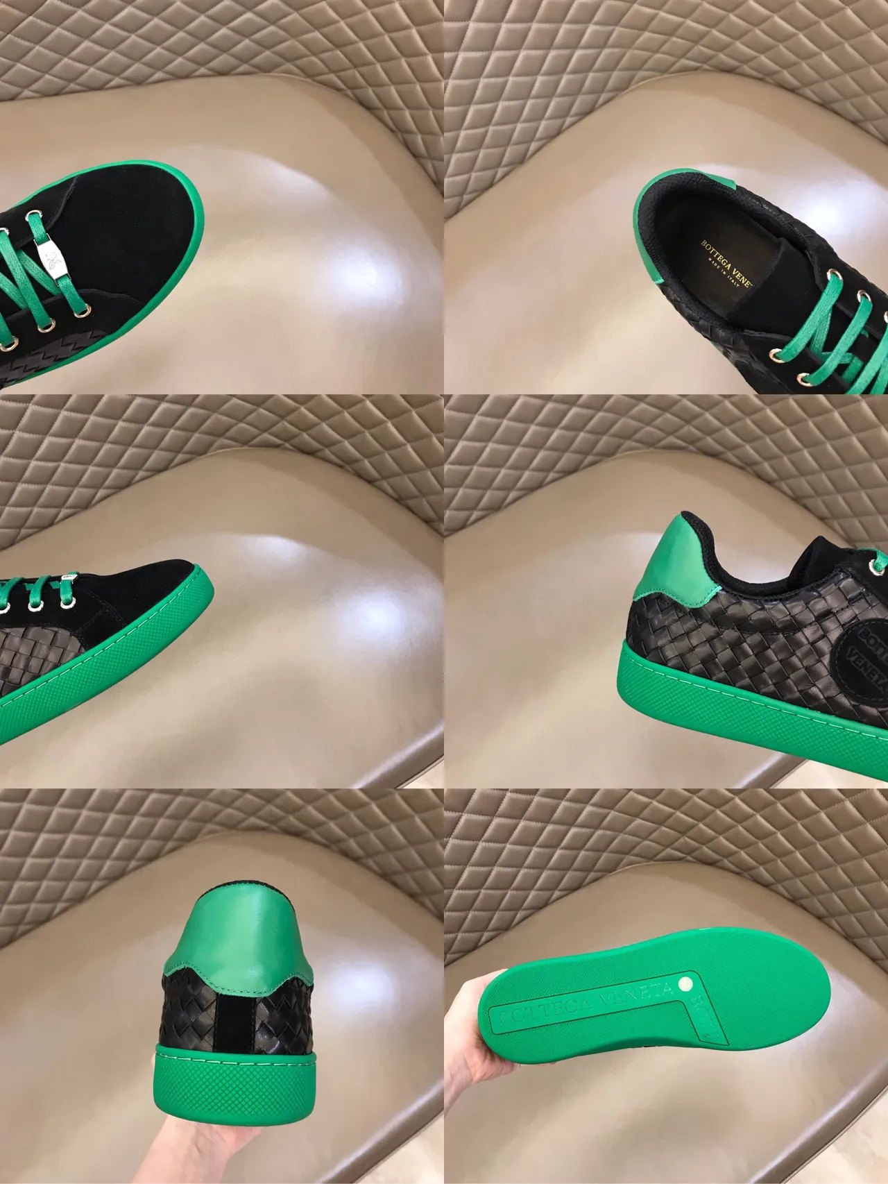 Bottega Veneta Cassette Intrecciato Negro y Verde Zapatillas Lifestyle 2