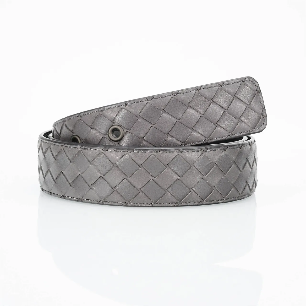 Bottega Veneta Cassette Intrecciato ধূসর চামড়ার বেল্ট 3