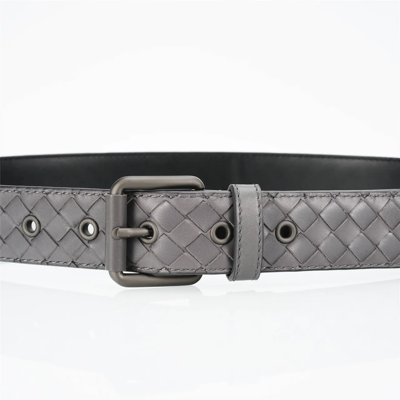 Bottega Veneta Cassette Intrecciato ধূসর চামড়ার বেল্ট 8