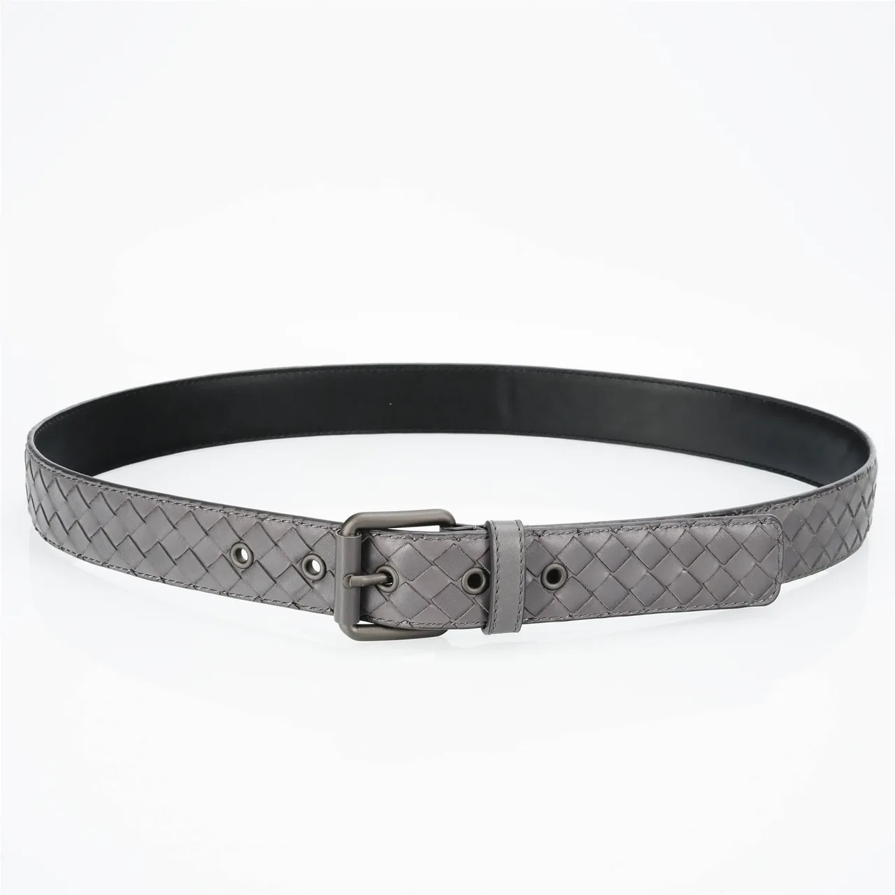 Bottega Veneta Cassette Intrecciato ধূসর চামড়ার বেল্ট 9