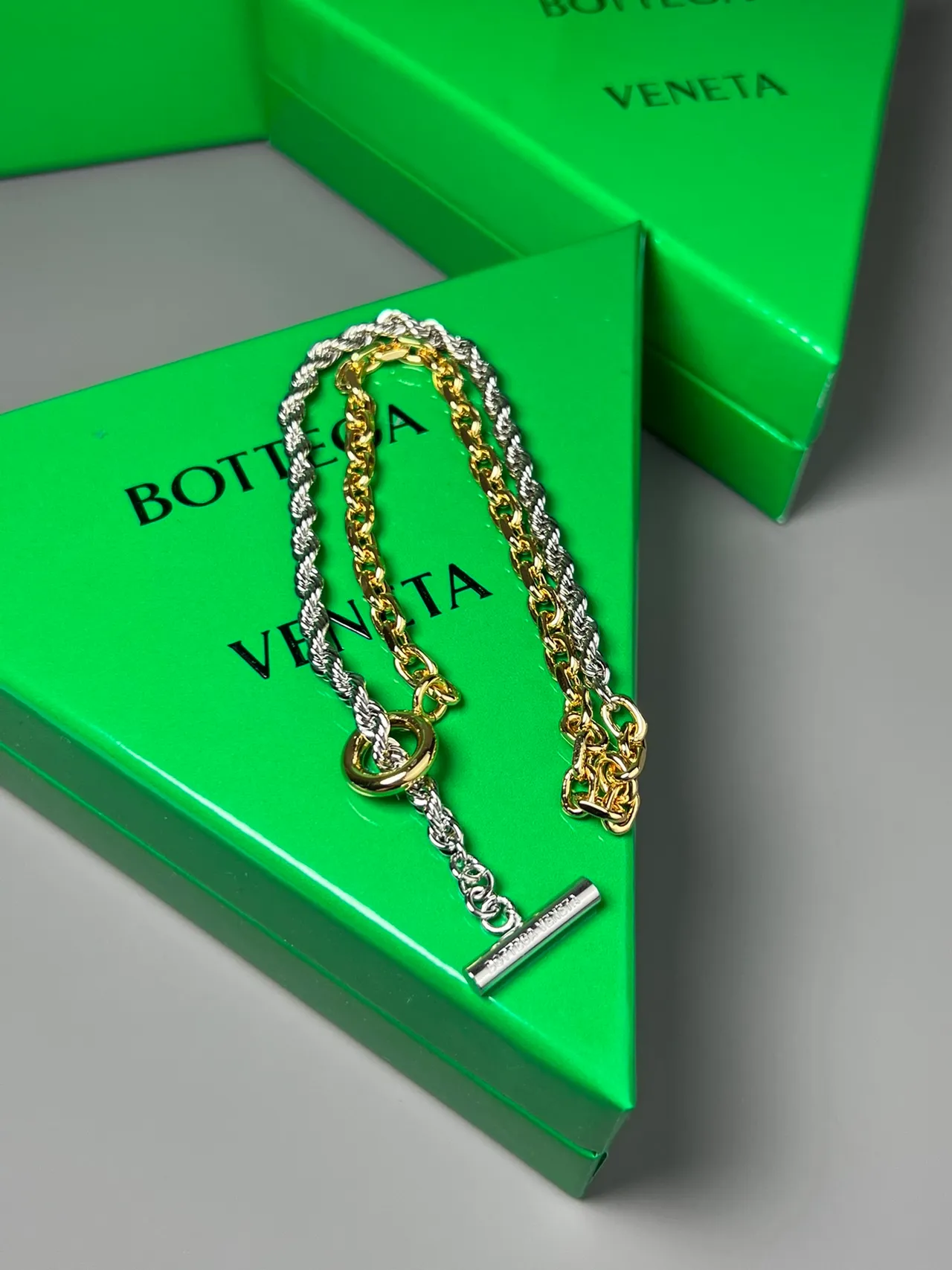 Bottega Veneta ডুয়াল-টোন রোপ চেইন টগল ব্রেসলেট 2
