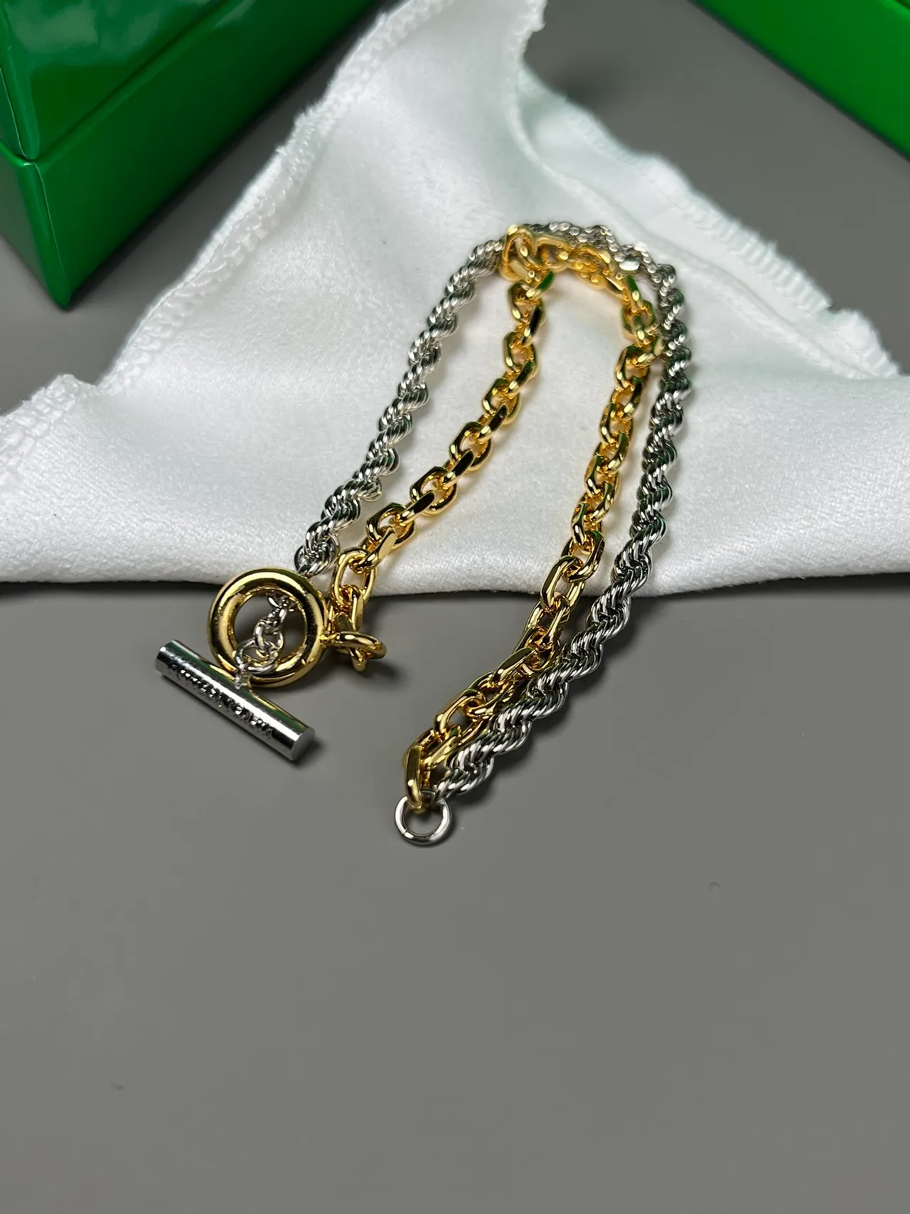 Bottega Veneta ডুয়াল-টোন রোপ চেইন টগল ব্রেসলেট 3