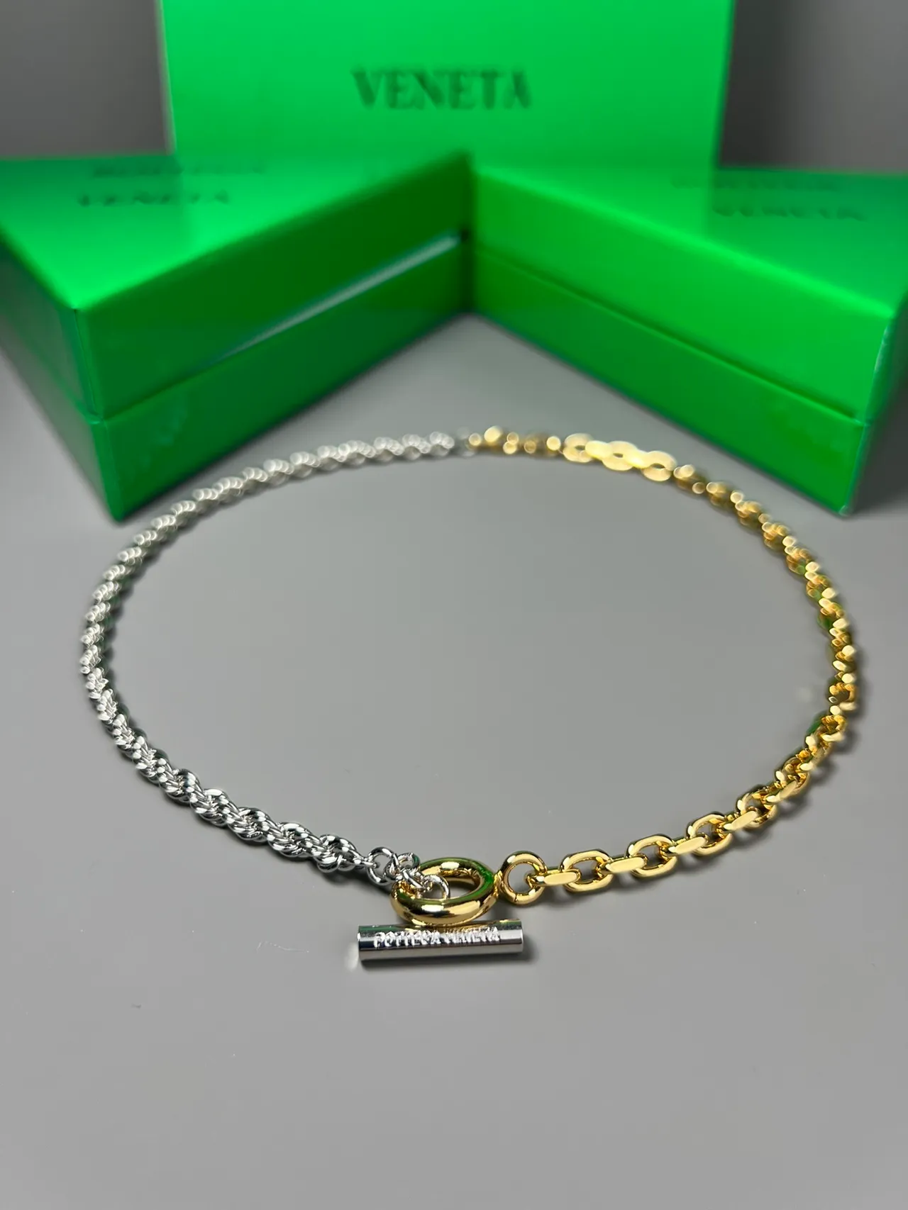 Bottega Veneta ডুয়াল-টোন রোপ চেইন টগল ব্রেসলেট 5