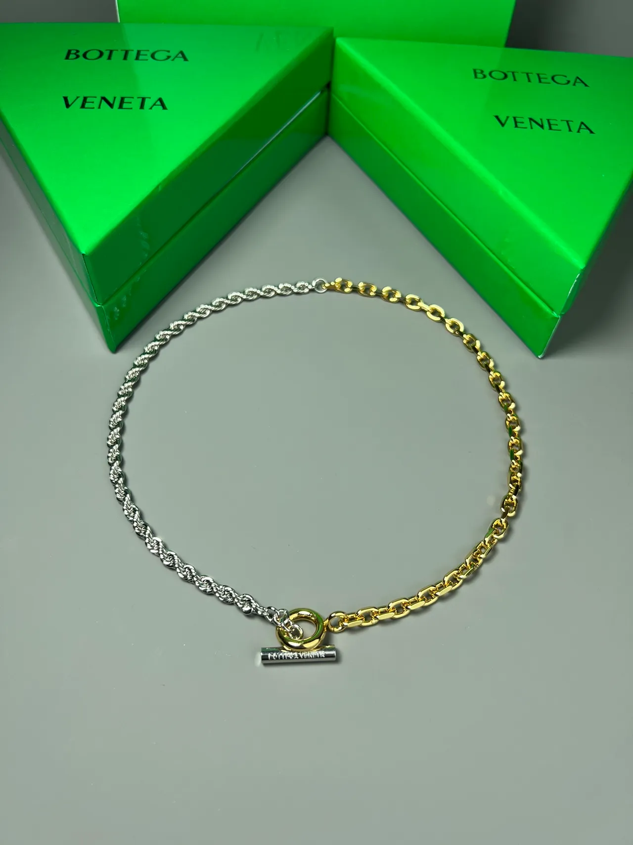 Bottega Veneta ডুয়াল-টোন রোপ চেইন টগল ব্রেসলেট 6