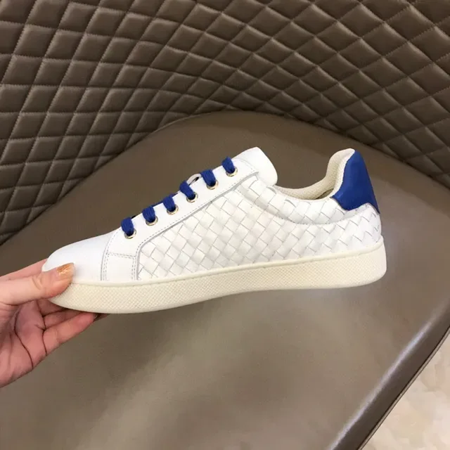 Bottega Veneta أبيض أزرق Intrecciato جلد مضفور شارة لوجو دائرية حذاء أسلوب حياة 4