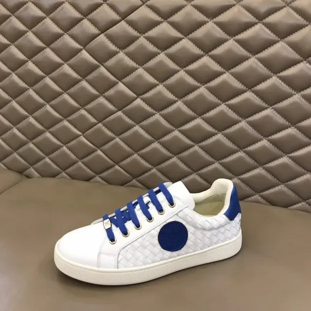 Bottega Veneta أبيض أزرق Intrecciato جلد مضفور شارة لوجو دائرية حذاء أسلوب حياة 5