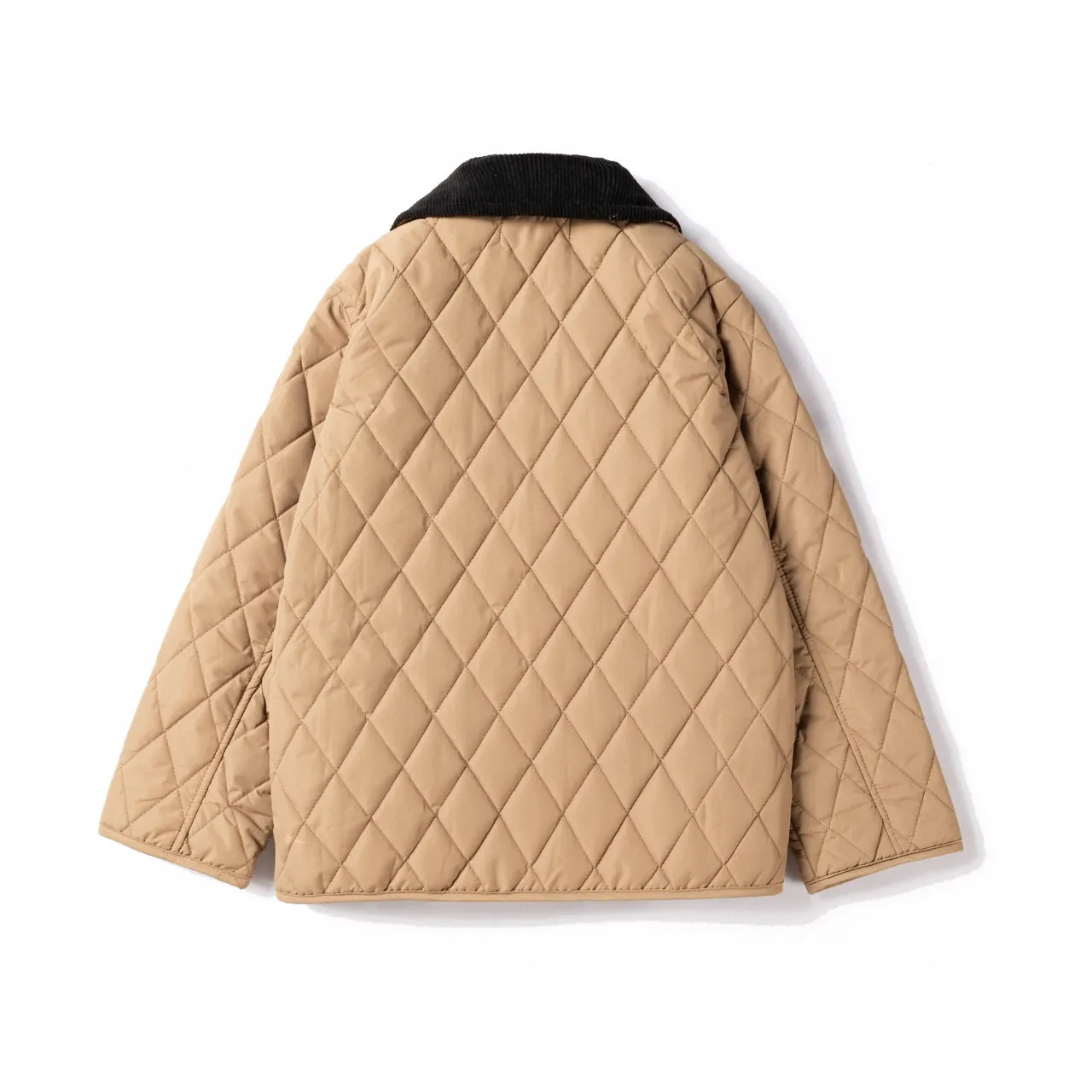 Burberry بيج أسود مبطن ماس كوردروي كولار جاكيت 3