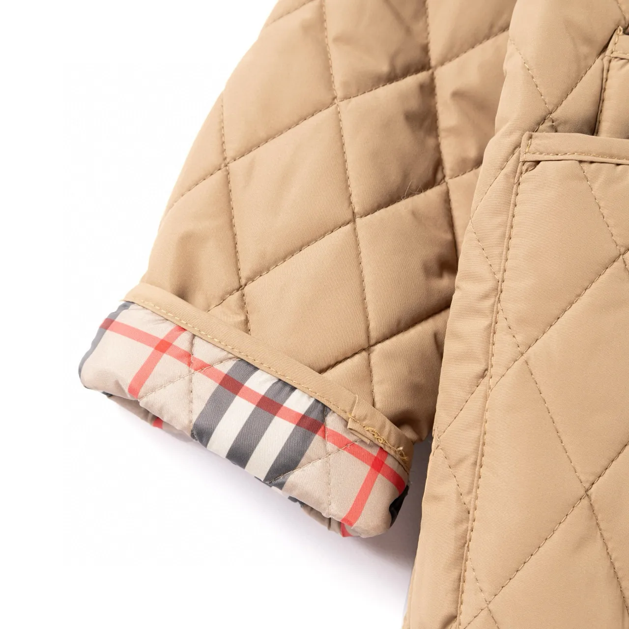 Burberry بيج أسود مبطن ماس كوردروي كولار جاكيت 8