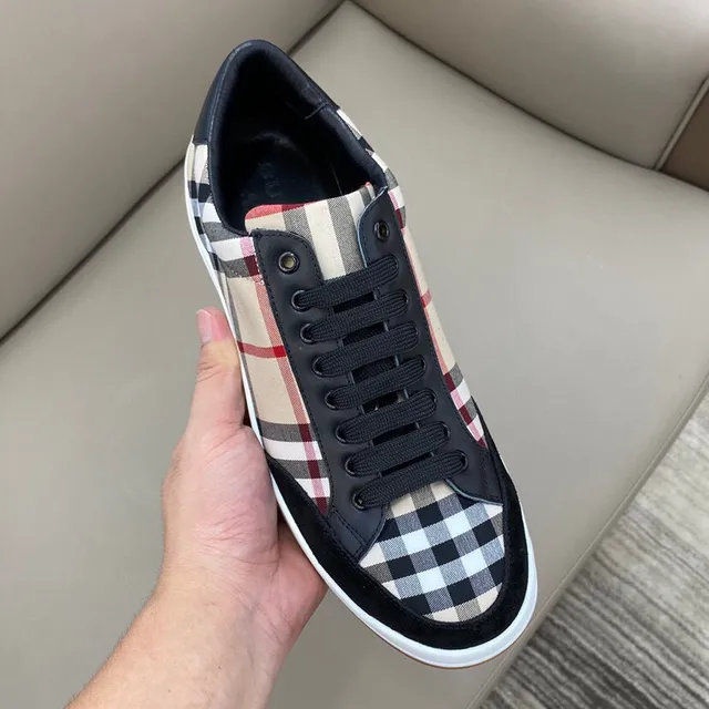 Burberry Noir Beige Sneakers Lifestyle à Encolure Basse à Carreaux en Textile 2