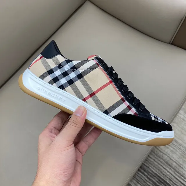 Burberry Noir Beige Sneakers Lifestyle à Encolure Basse à Carreaux en Textile 5