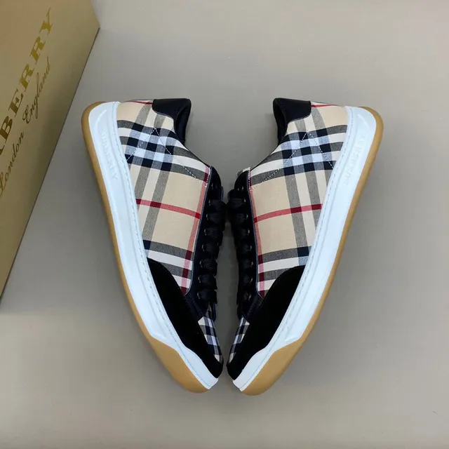Burberry Noir Beige Sneakers Lifestyle à Encolure Basse à Carreaux en Textile 6