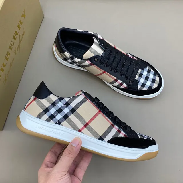 Burberry Noir Beige Sneakers Lifestyle à Encolure Basse à Carreaux en Textile 7