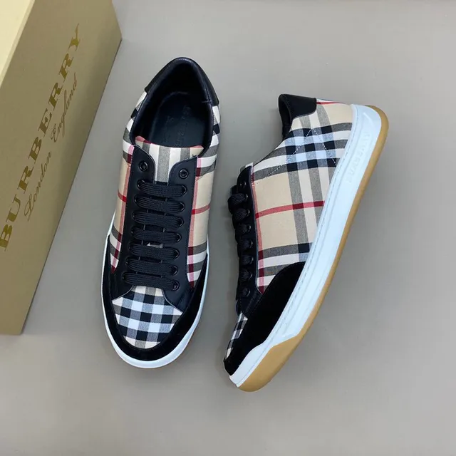 Burberry Noir Beige Sneakers Lifestyle à Encolure Basse à Carreaux en Textile 8