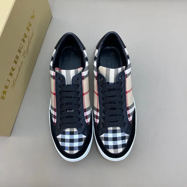 Burberry Noir Beige Sneakers Lifestyle à Encolure Basse à Carreaux en Textile 9