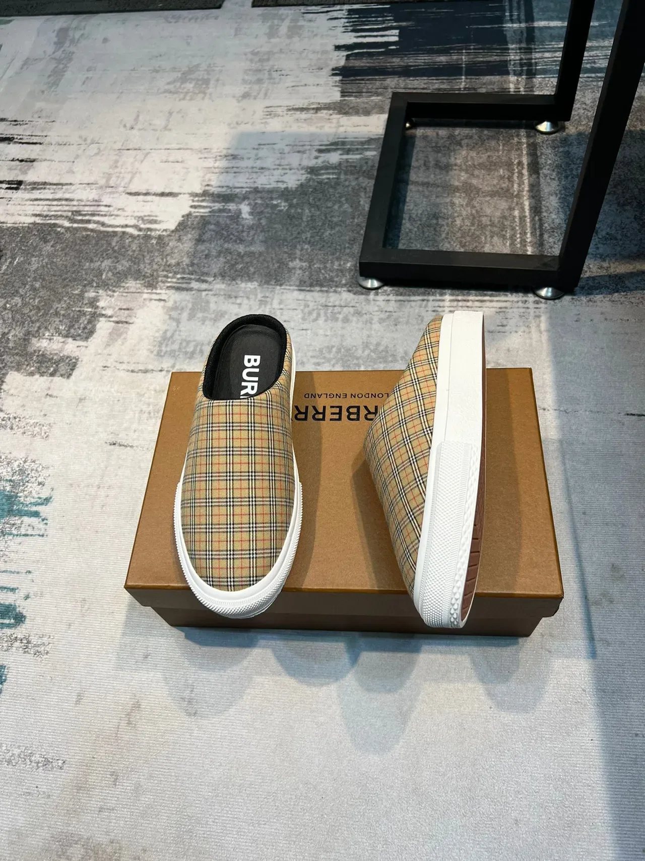 حذاء Burberry Check Mule Slip-On كاجوال 4