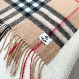 Burberry Classic Check Beige Black White Red Cashmere Scarf