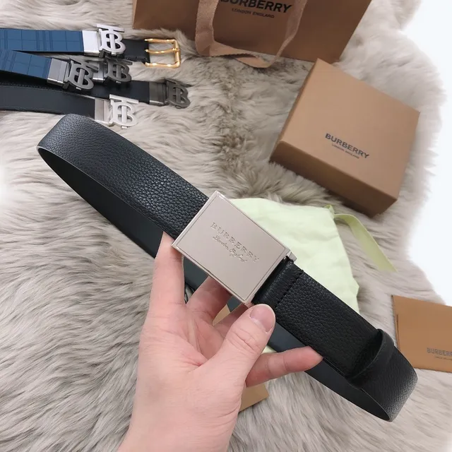 Burberry Knight Black Pebbled Leather Belt 2