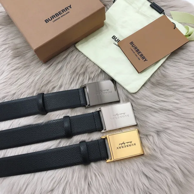 Burberry Knight Black Pebbled Leather Belt 3