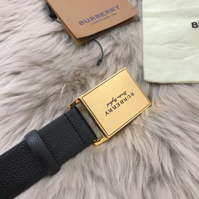 Burberry Knight Black Pebbled Leather Belt 4