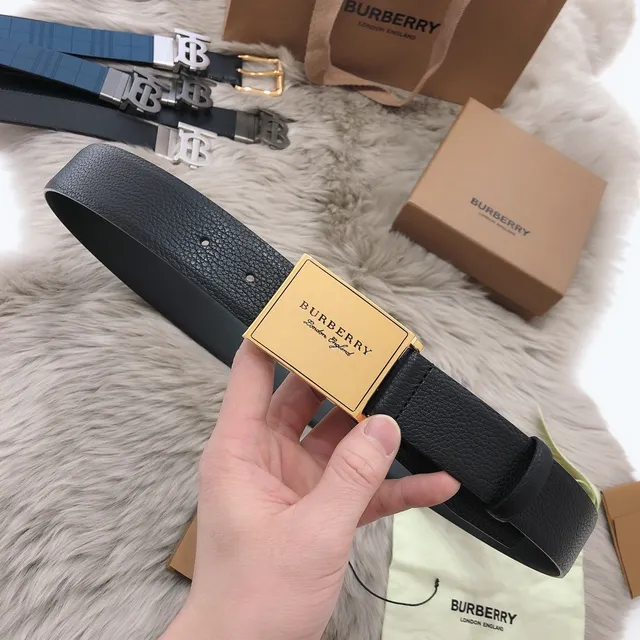 Burberry Knight Black Pebbled Leather Belt 5