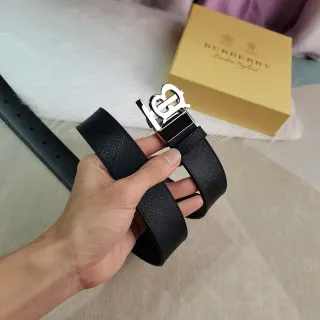 Burberry Knight Black Textured Leather Belt