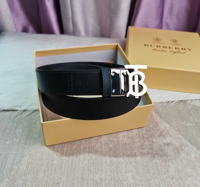 Burberry Knight Black Textured Leather Belt 5