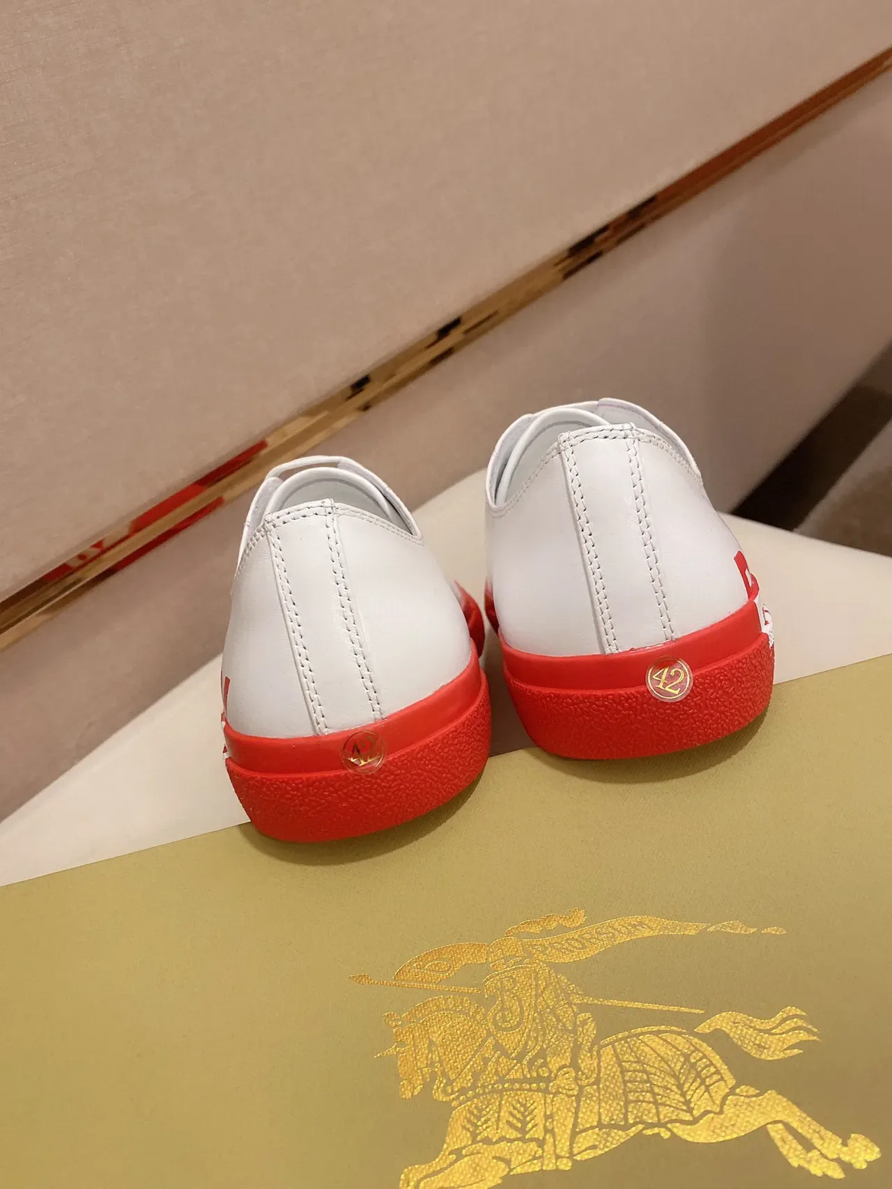 Burberry Logo-Print White and Red Lifestyle Sneakers 3